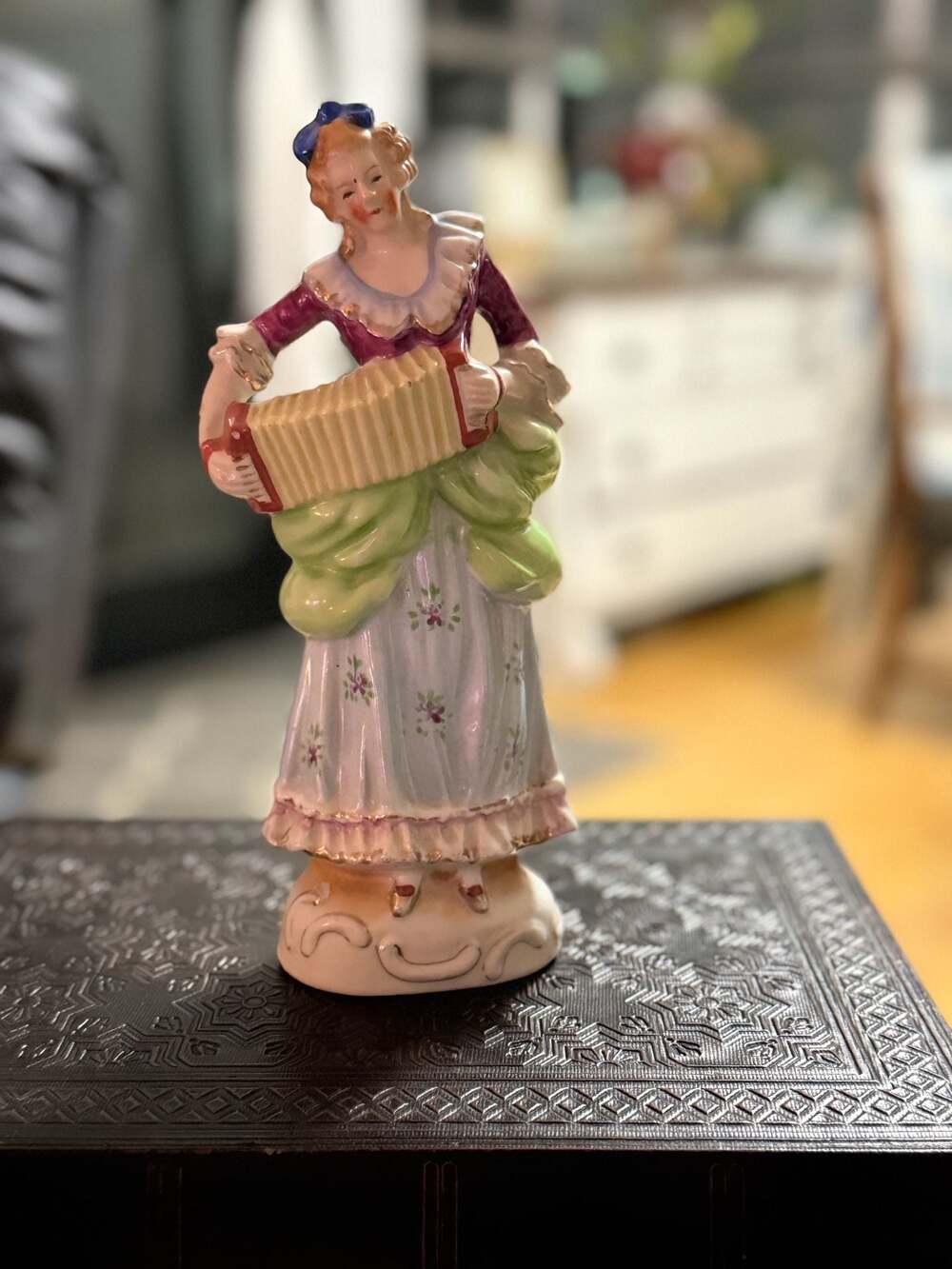 VTG Occupied Japan Hand Painted Porcelain Woman in Victorian Dress